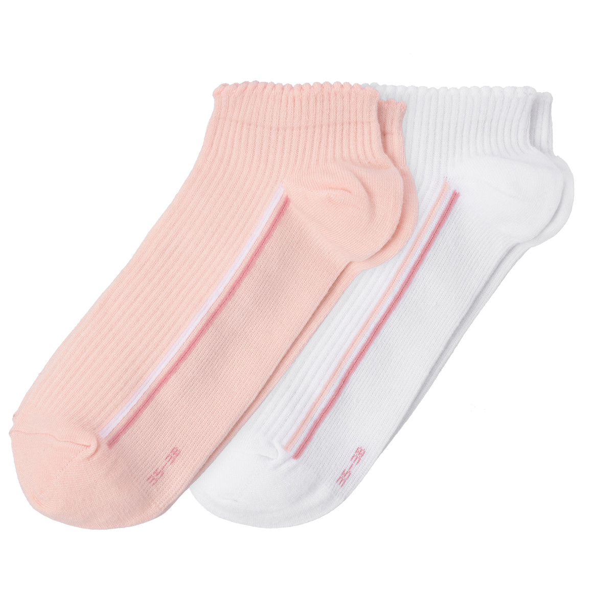 Gina Benotti 2 Paar Damen Sneaker-Socken im Set weiss / hellrosa