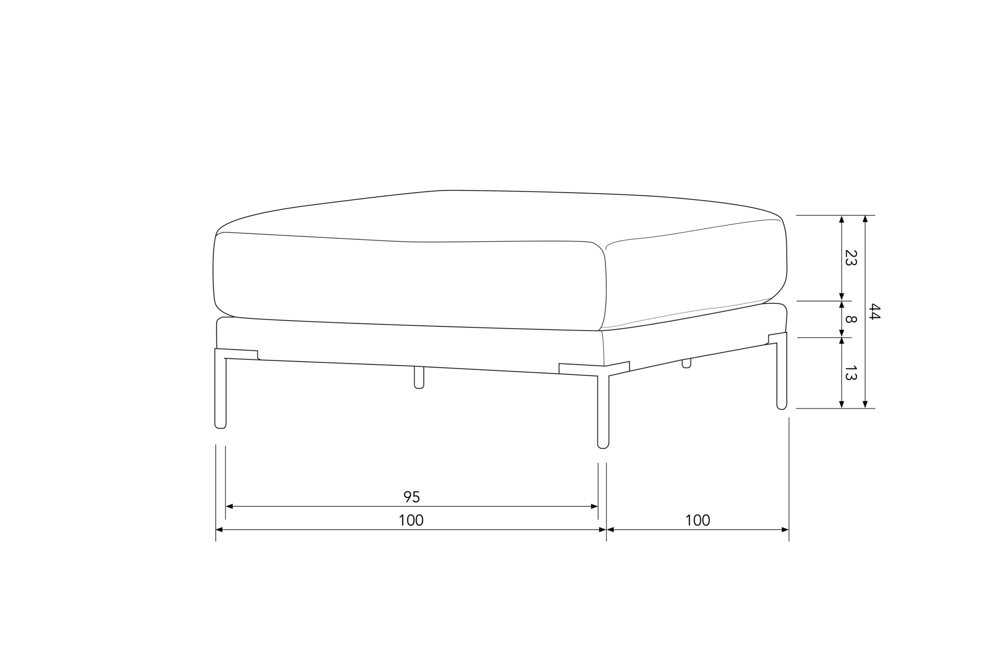vtwonen hocker Couple 100cm Couple Poef 100cm - Taupe