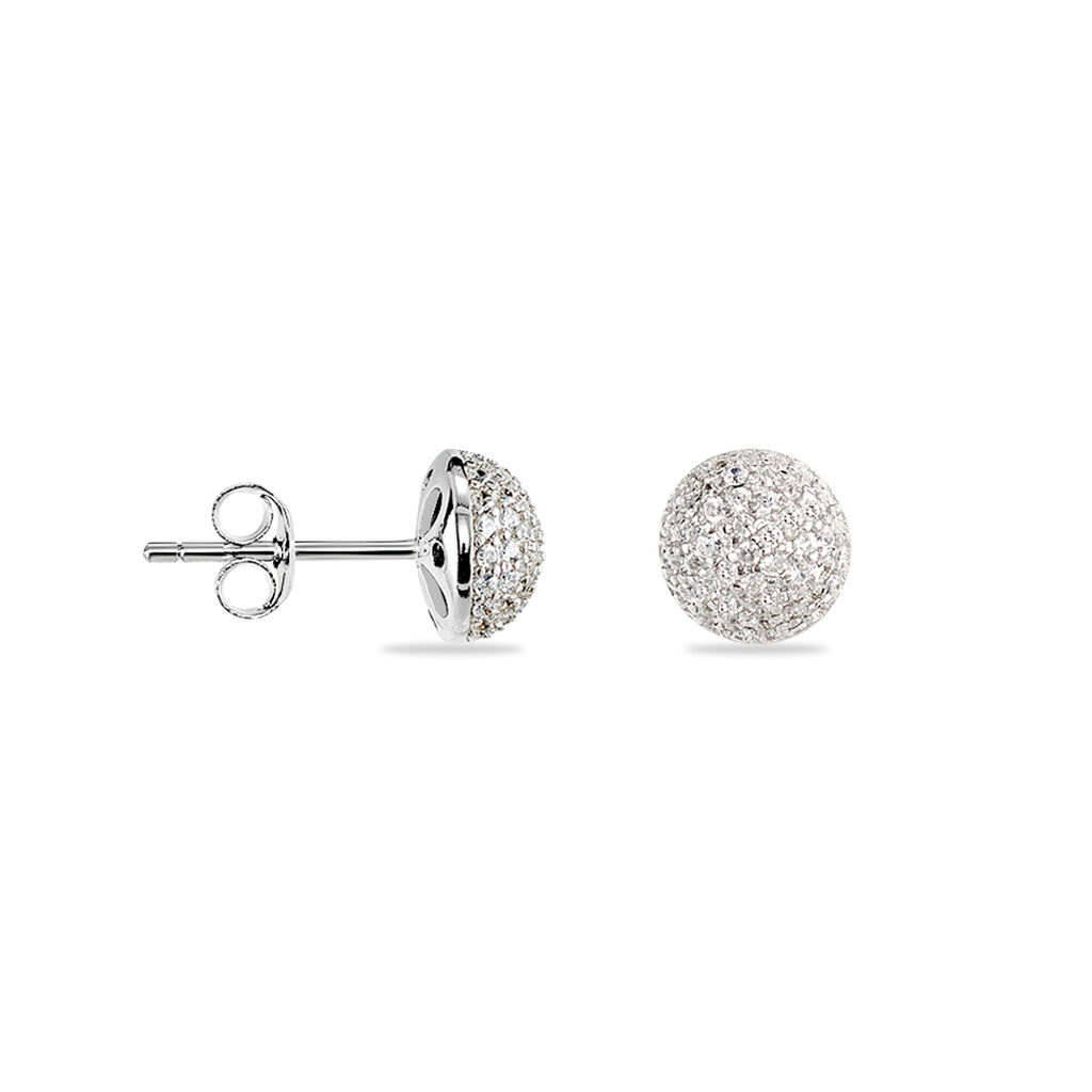Boucles D'oreilles Puces Perta Argent Blanc Oxyde De Zirconium