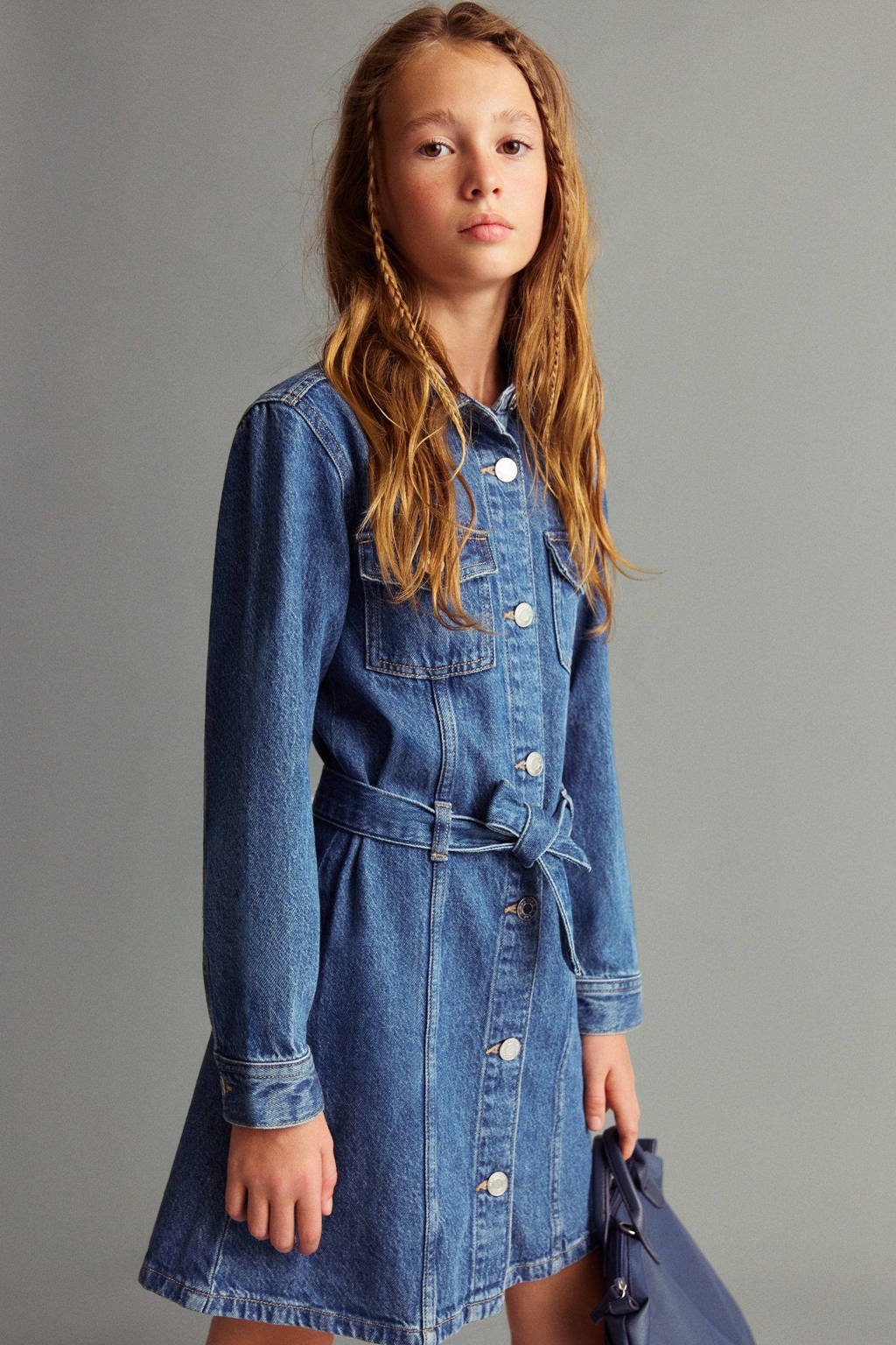 Mango Kids denim blousejurk medium blue denim