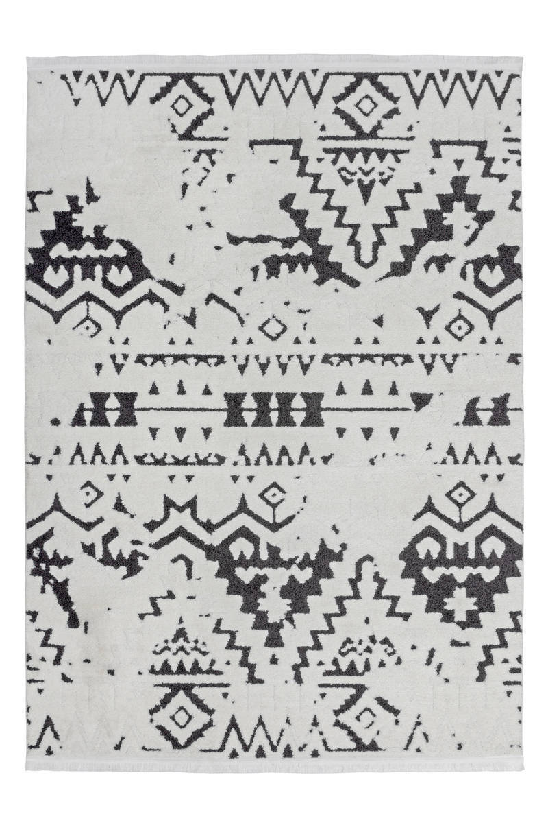 Frisee-Teppich AGADIR 110 - weiß-schwarz - 120x170 cm