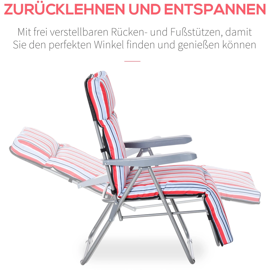 Outsunny Liegestuhl Set inklusive Polsterauflagen rot