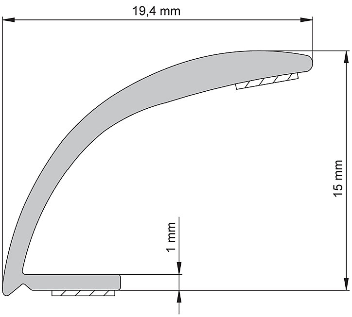 Profilé de carrelage intérieur PVC auto-adhésif courbé Diall blanc L.250 x l. 1.94 x Ep. 0,1 cm