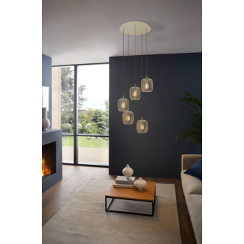 EGLO hanglamp Romazzina Ø50 cm 5-lichts zandkleur