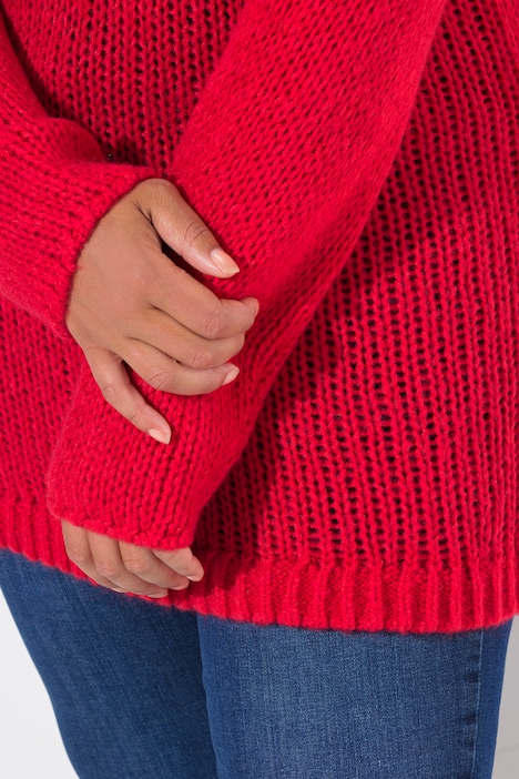 Pullover, oversized, Ballonärmel, V-Ausschnitt.