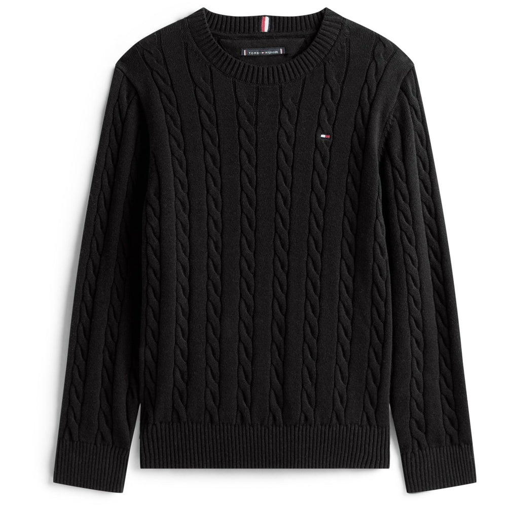 Køb Tommy Hilfiger Black Bomuld Cable Sweater