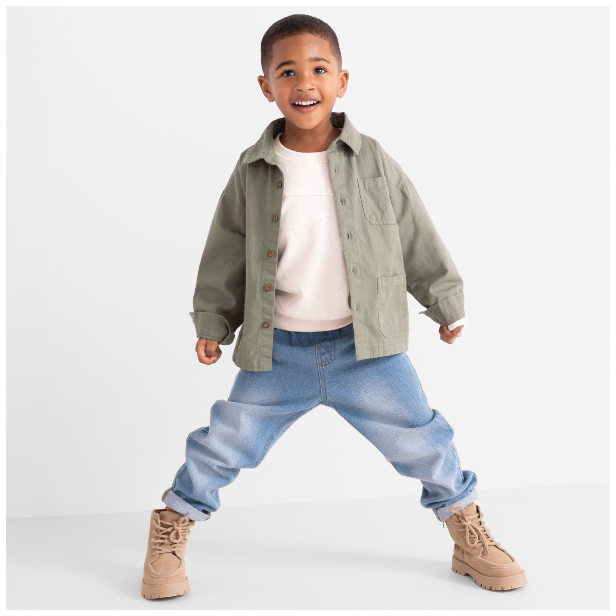 Prénatal peuter blouse lange mouwen effen groen