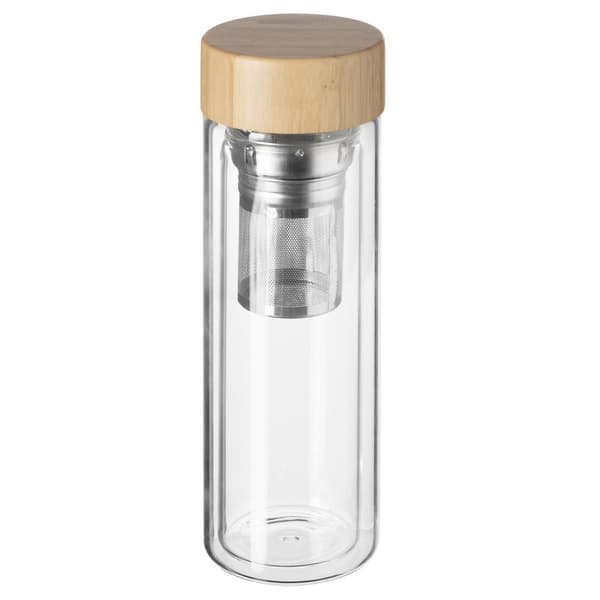 Dobbelvegget tekanne i glass og bambus - 40 cl