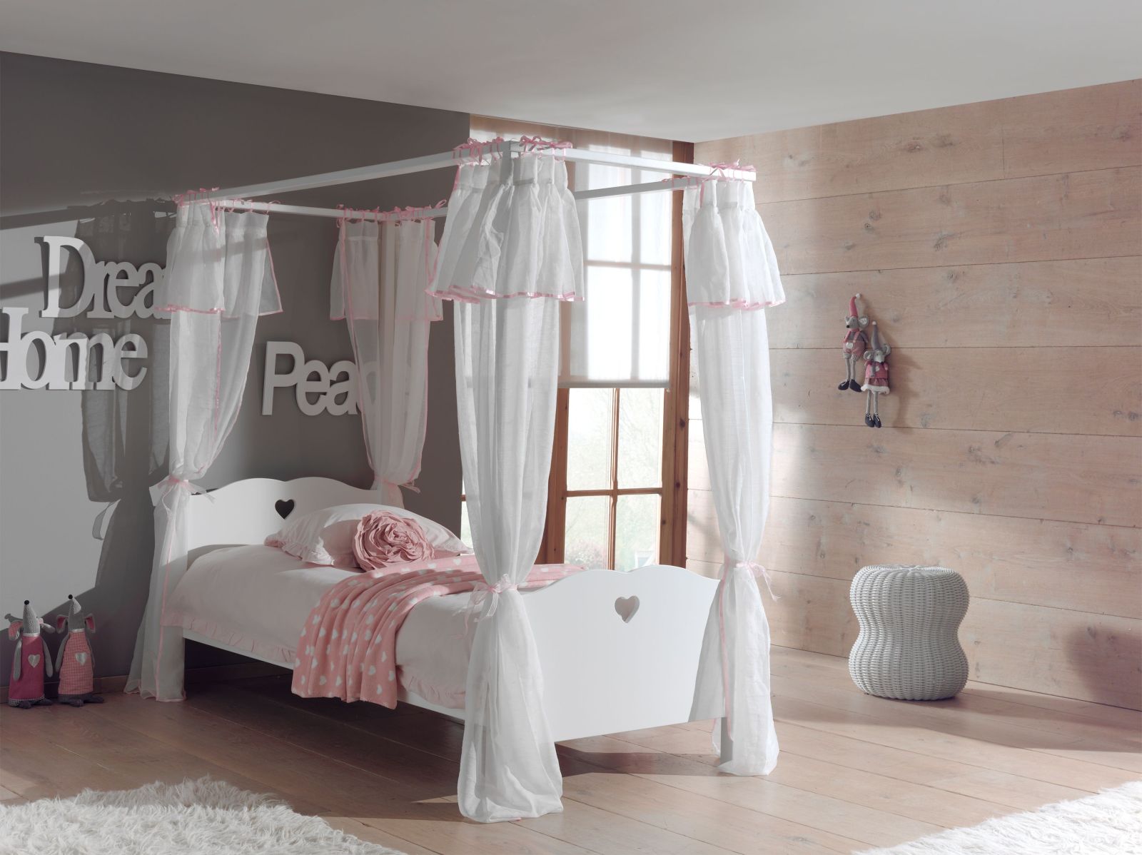 Himmelbett AMORI - weiß - 90x200 cm