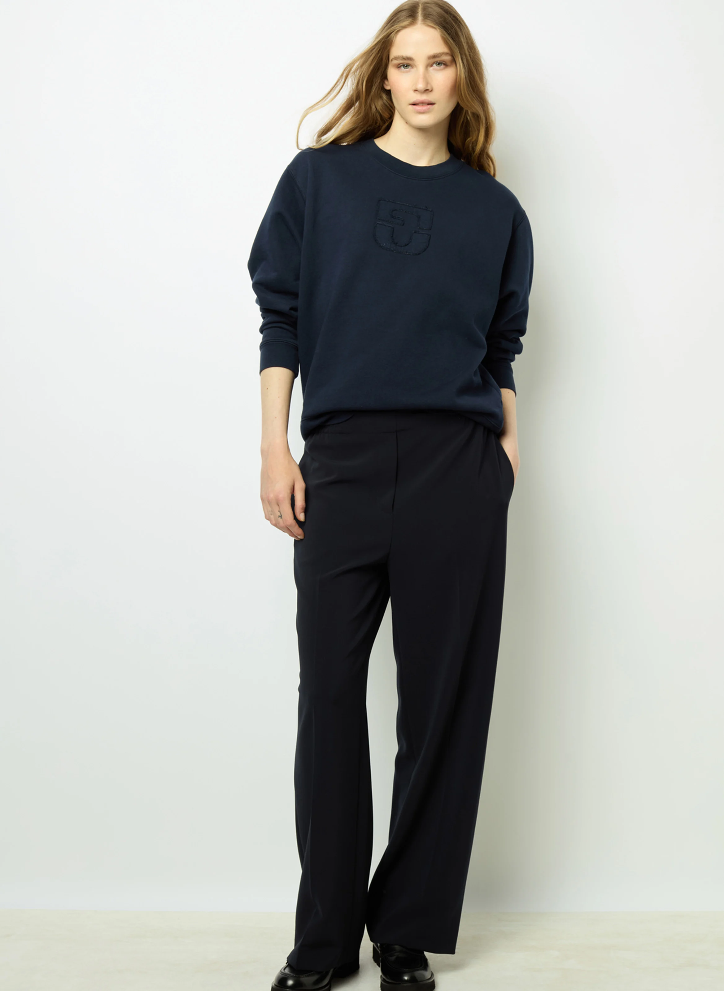 ADRIENNE - Sweat col rond en coton | Bleu
