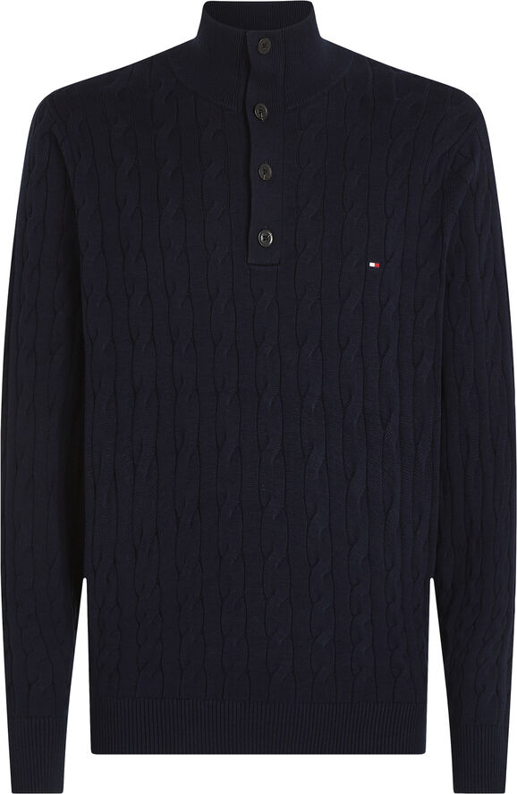 Tommy Hilfiger CLASSIC COTTON CABLE BTTN MOCK Desert sky