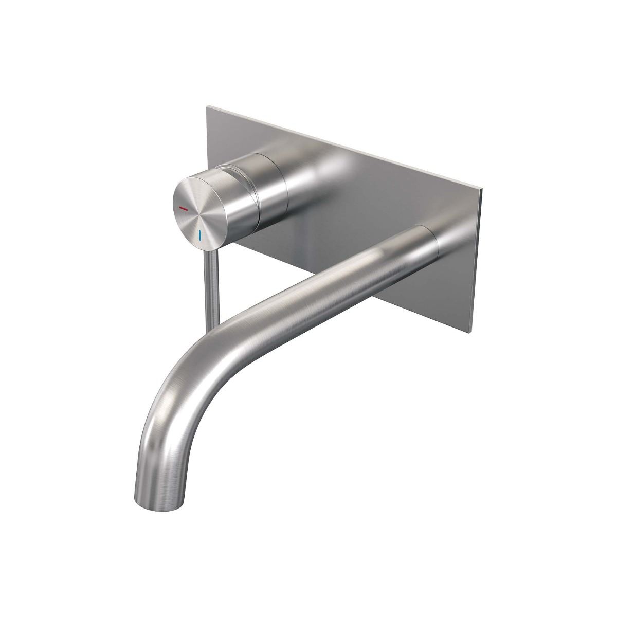 Brauer Brushed Edition ColdStart wastafelkraan inbouw gebogen uitloop met achterplaat model A2 RVS geborsteld PVD