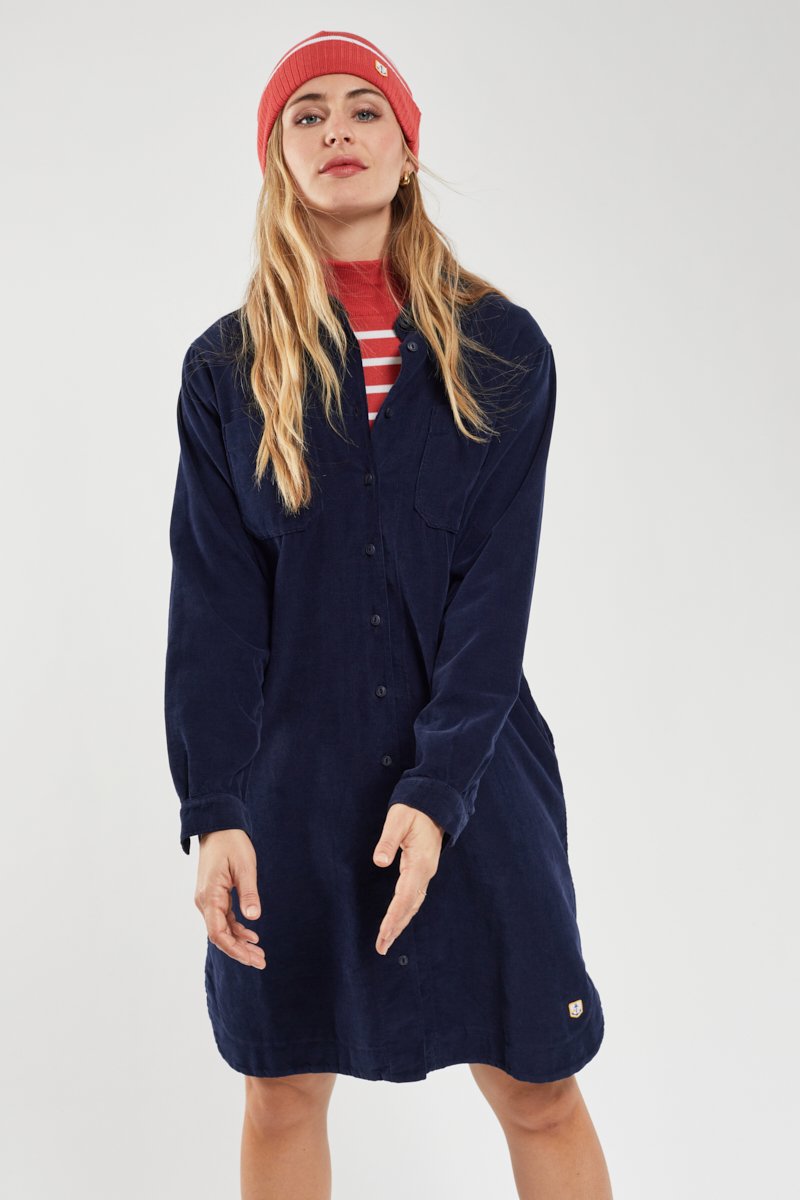 Robe chemise en velours - coton