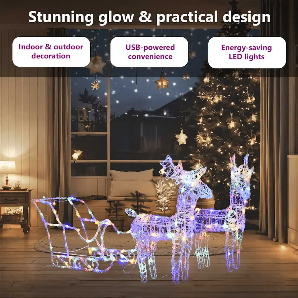 vidaXL - Rendieren En Slee Kerstversiering - Multikleur