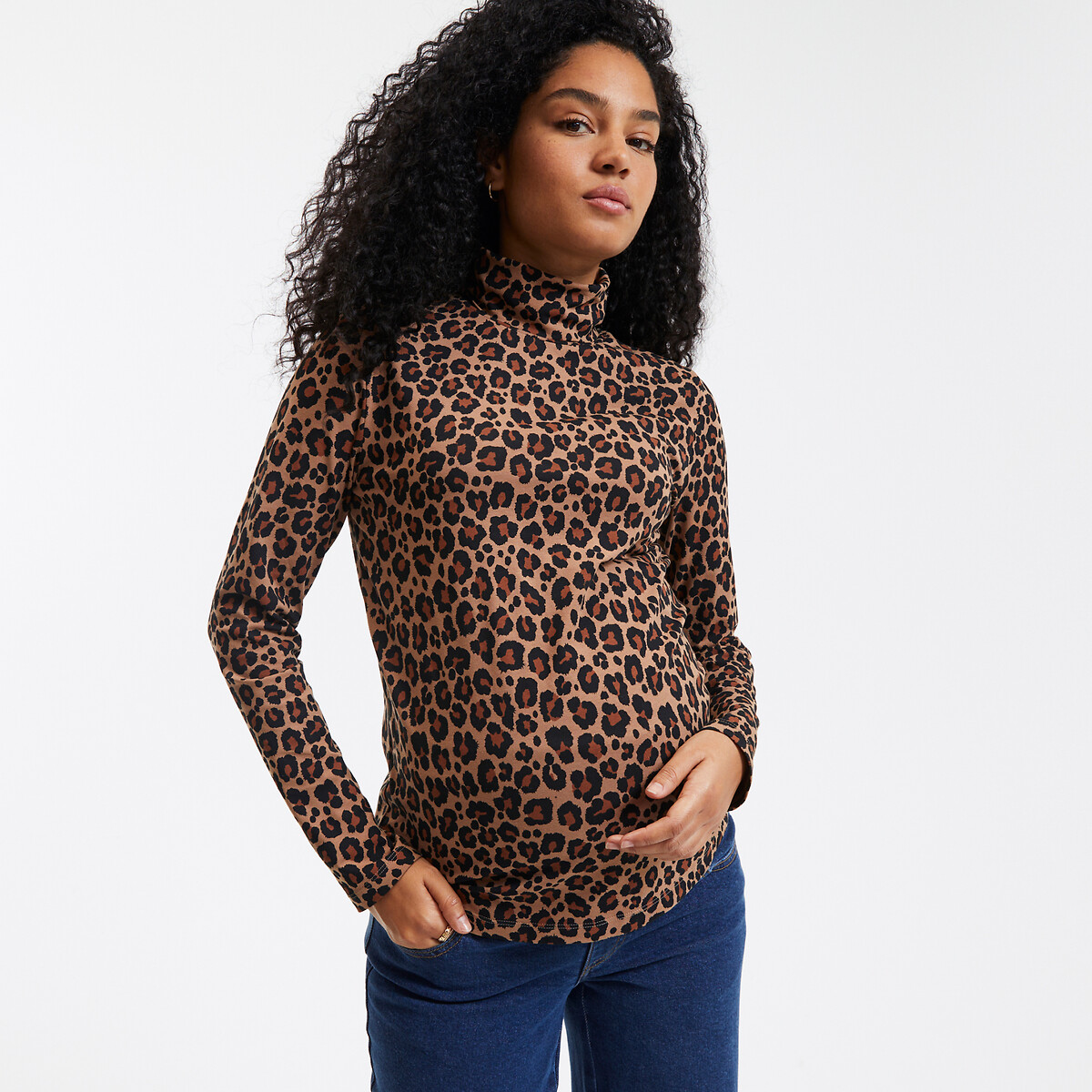 COLEÇÕES LA REDOUTE<br>Camiseta de maternidade, gola alta e manga comprida
