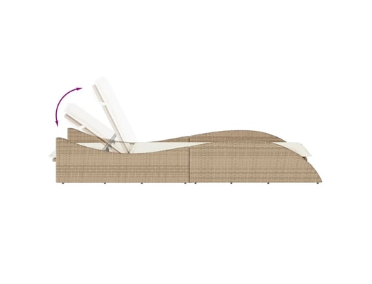 VIDAXL - Bain de soleil Chaise longue avec coussin beige 60x205x73 cm résine tressée