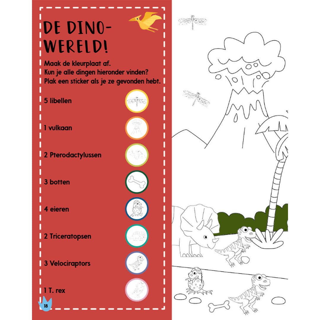 uitgeverij rebo activiteintenboek met stickers - dino's 1000 stickers