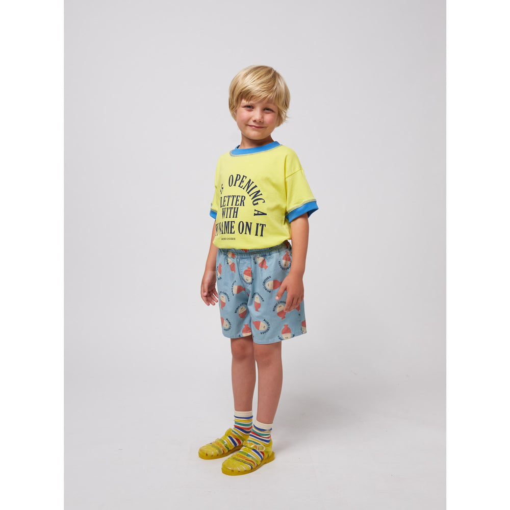 Køb Bobo Choses Light Blue Morning Egg All Over Woven Bermuda Shorts