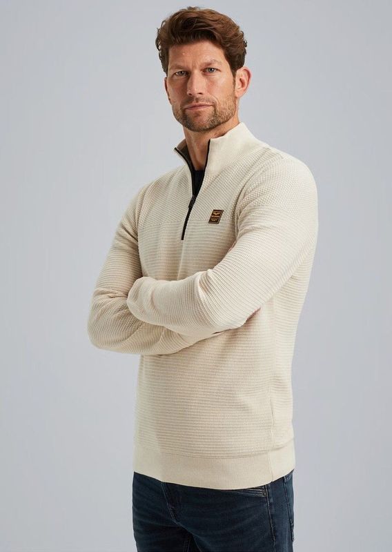 PME Legend Half Zip Collar Cotton Mouline Truien & Vesten Heren - Sweater - Hoodie - Vest- Zand