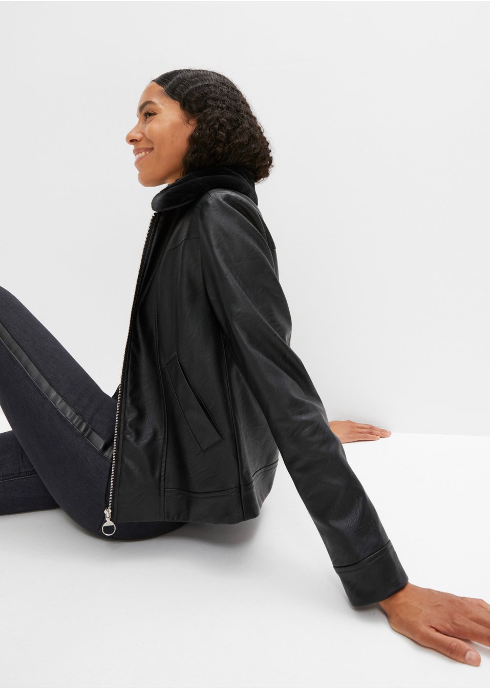 Veste avec col en synthétique