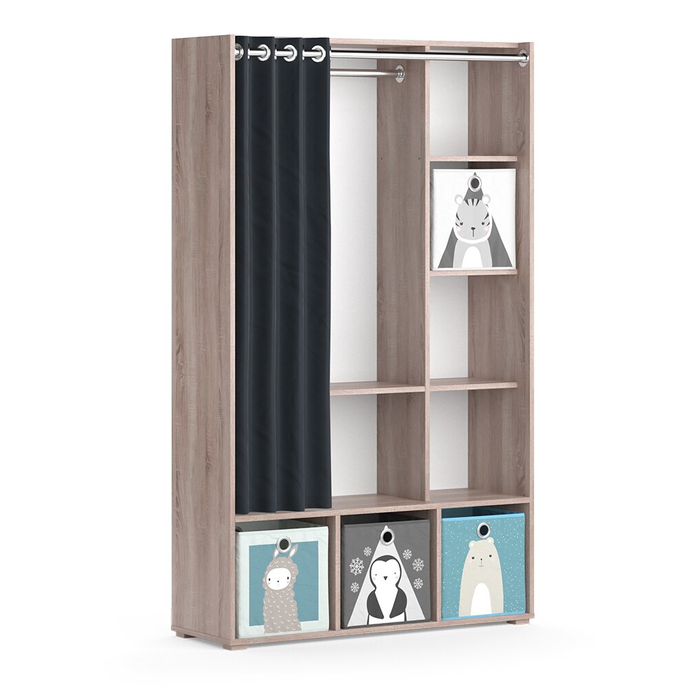 Vicco Kinderkleiderschrank Kinderzimmerschrank Kindergarderobe Luigi Sonoma Faltbox 106 x 178 cm modern Schrankregal Jugendzimmerschrank Organizer Vorhang Kleiderstange Fächer Aufbewahrung Spielzeugablage