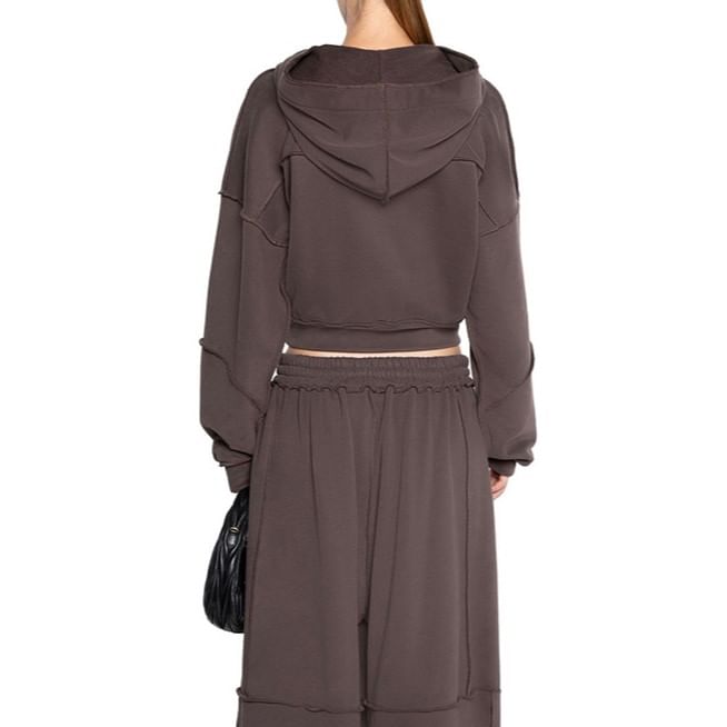 Oonnukal - Set: effen hoodie met rits + wijde broek