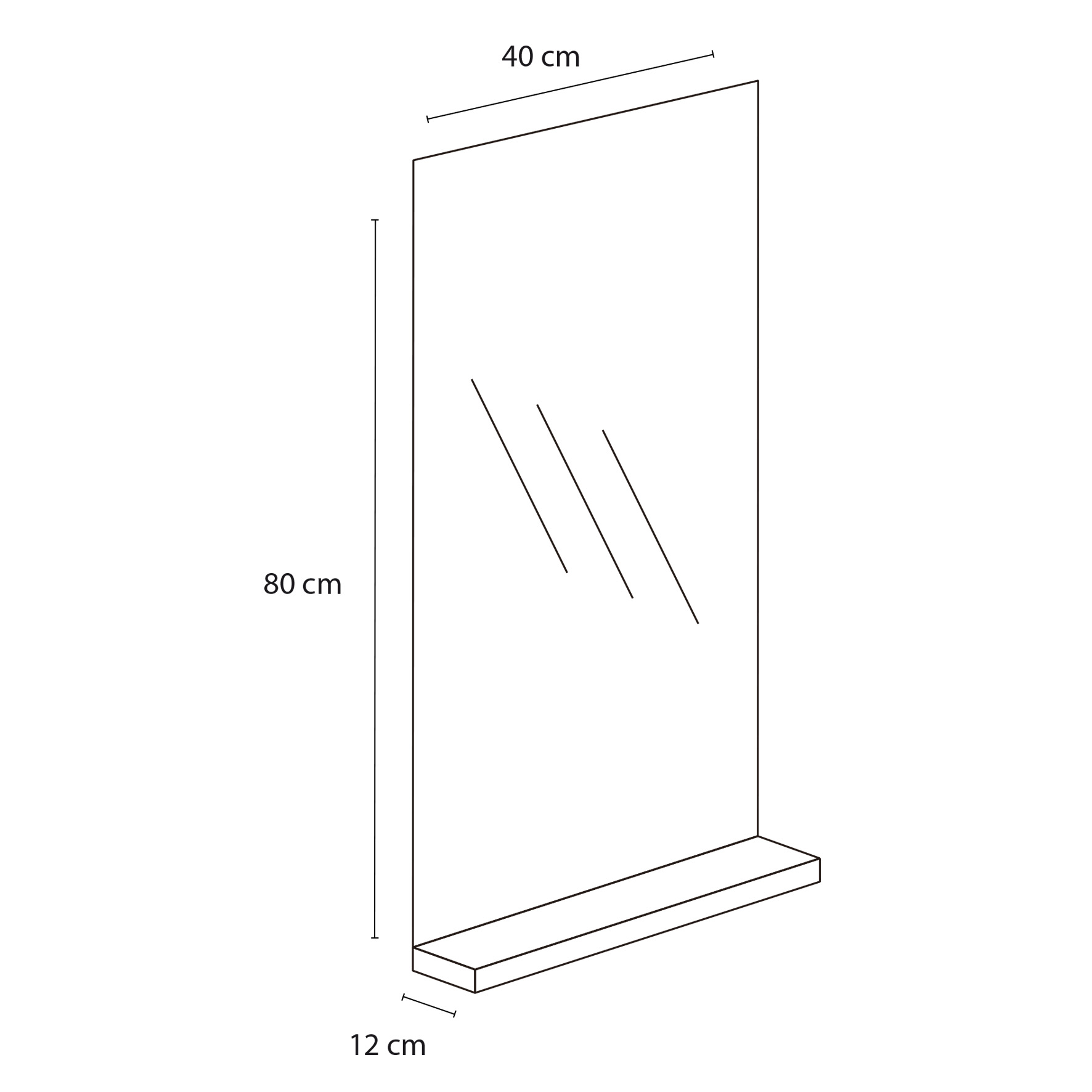 Differnz Tight spiegel met planchet 40x80cm wit