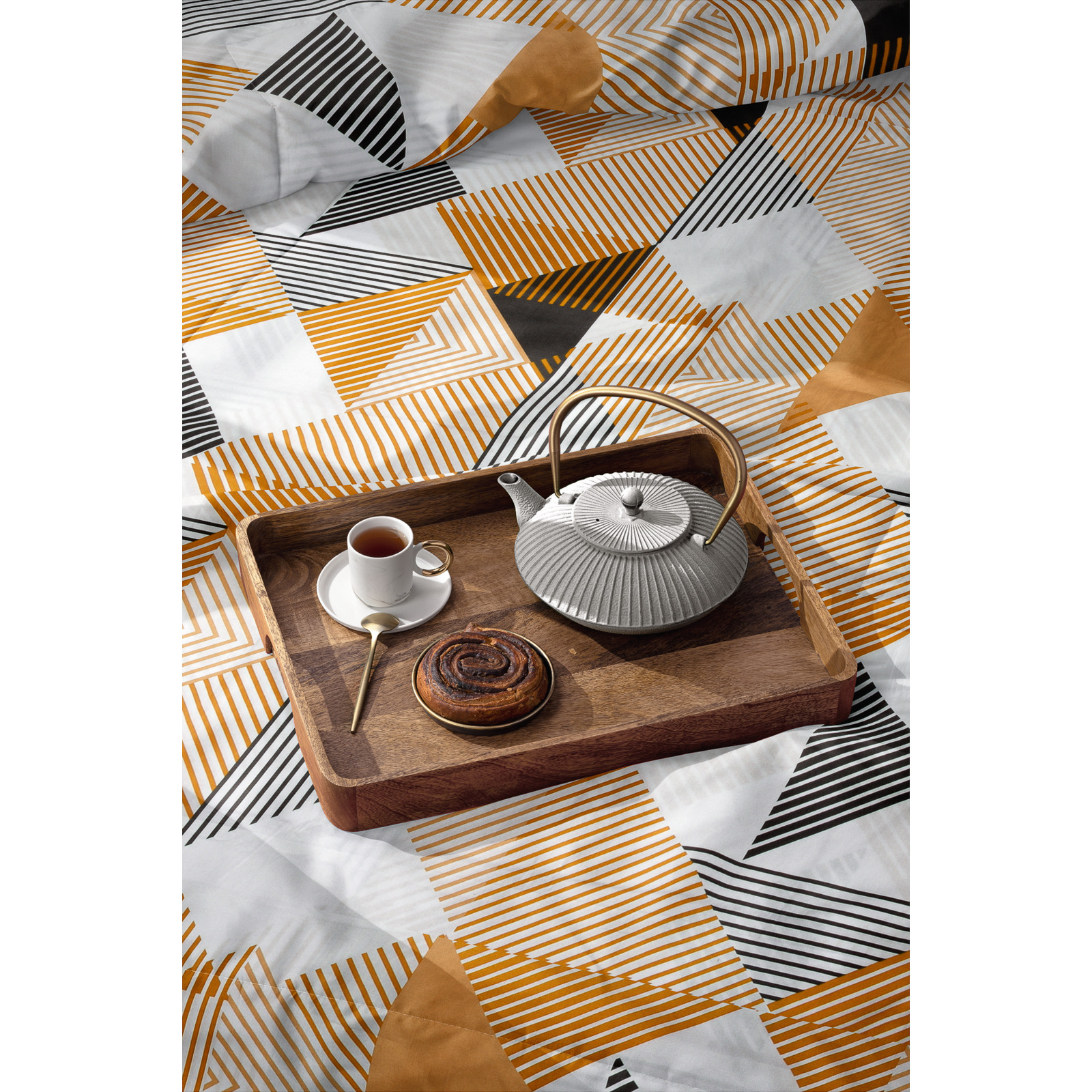 Bettwäsche Renforcé Geometrie beige 160x210 65x100 Bettanzug Nord