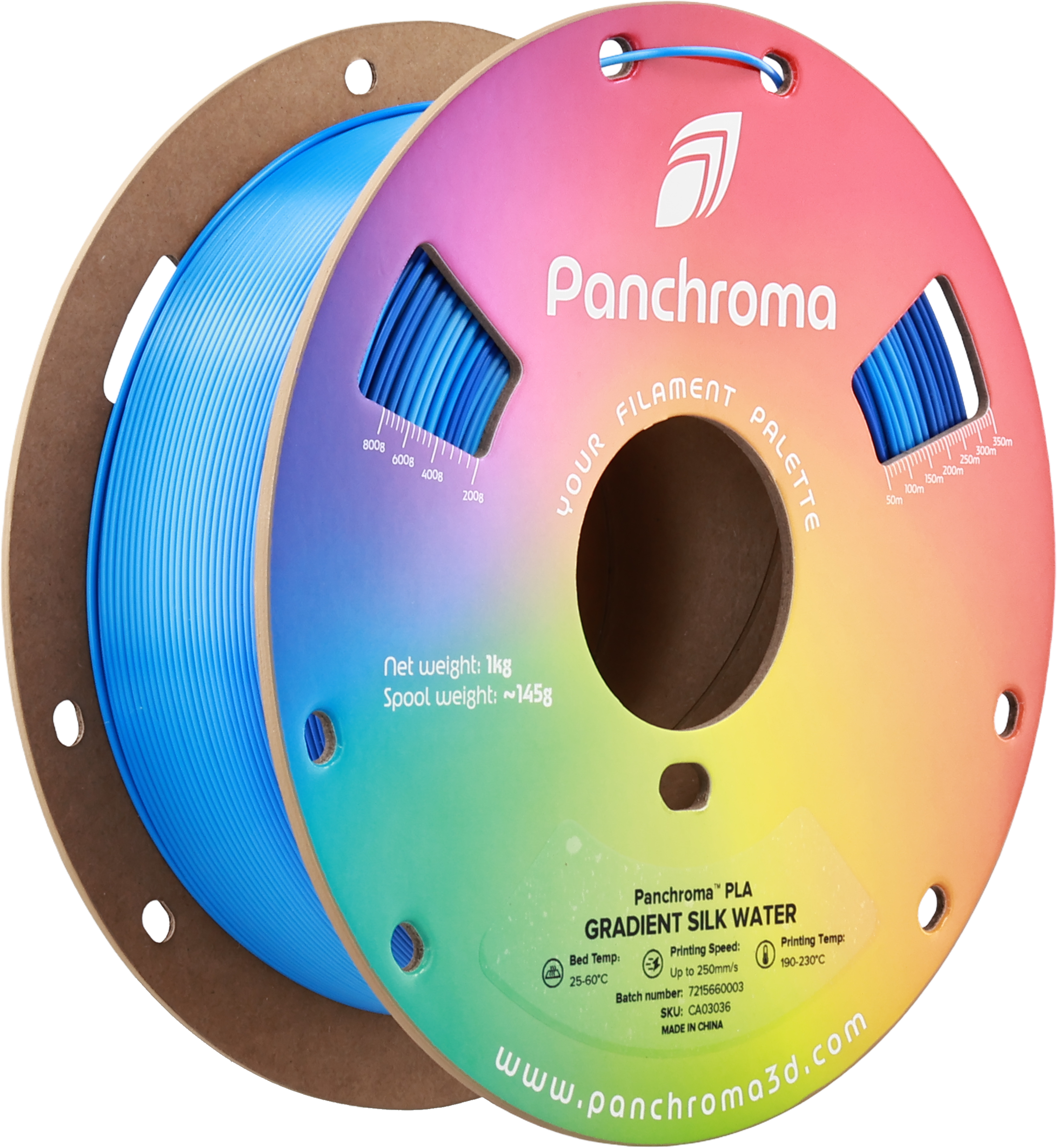 Polymaker  Panchroma™ PLA Gradient Silk Water, 1,75 mm / 1000 g    Ein Farbspektakel in Silk Water
