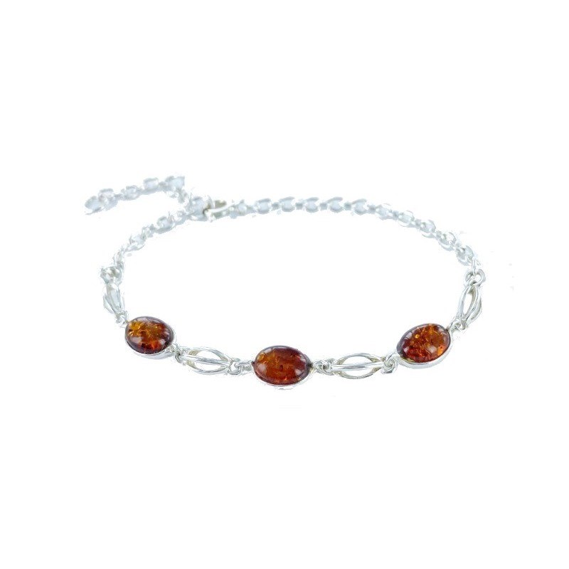 Bracelet argent 925 Ambre veritable de la mer Baltique