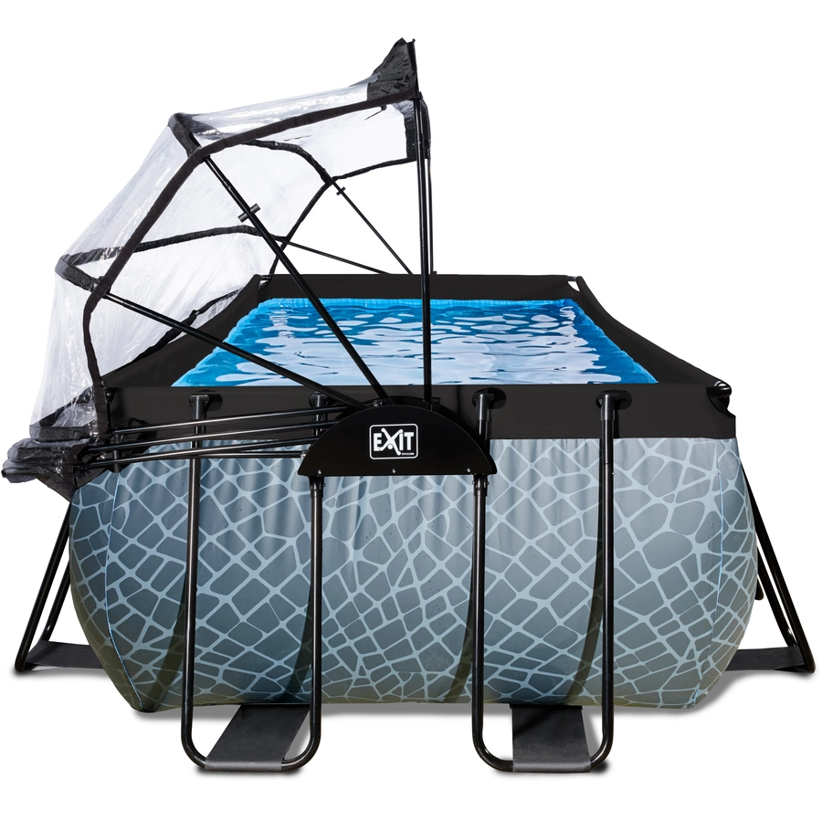EXIT Frame Pool 4x2x1.22m (12v Sandfilter) – Grau + Sonnendach