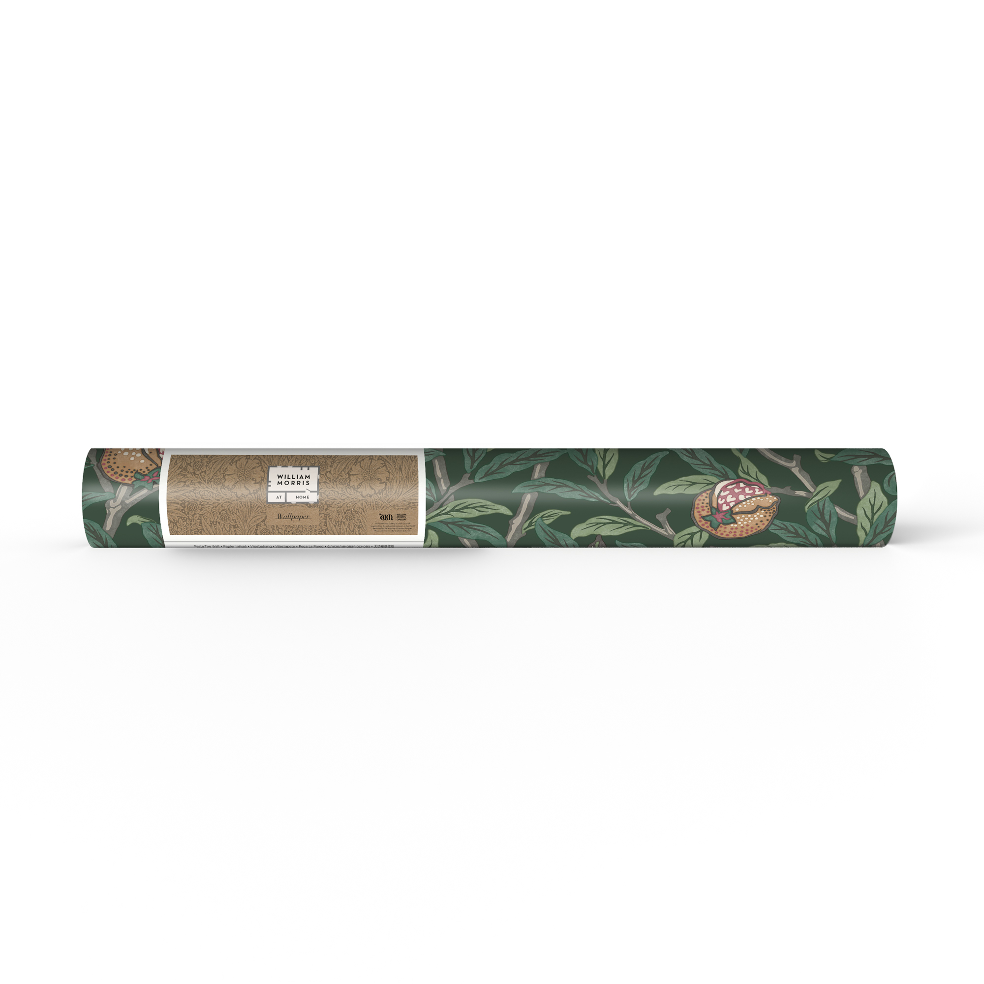 Vliesbehang bird & pomegranate deep green