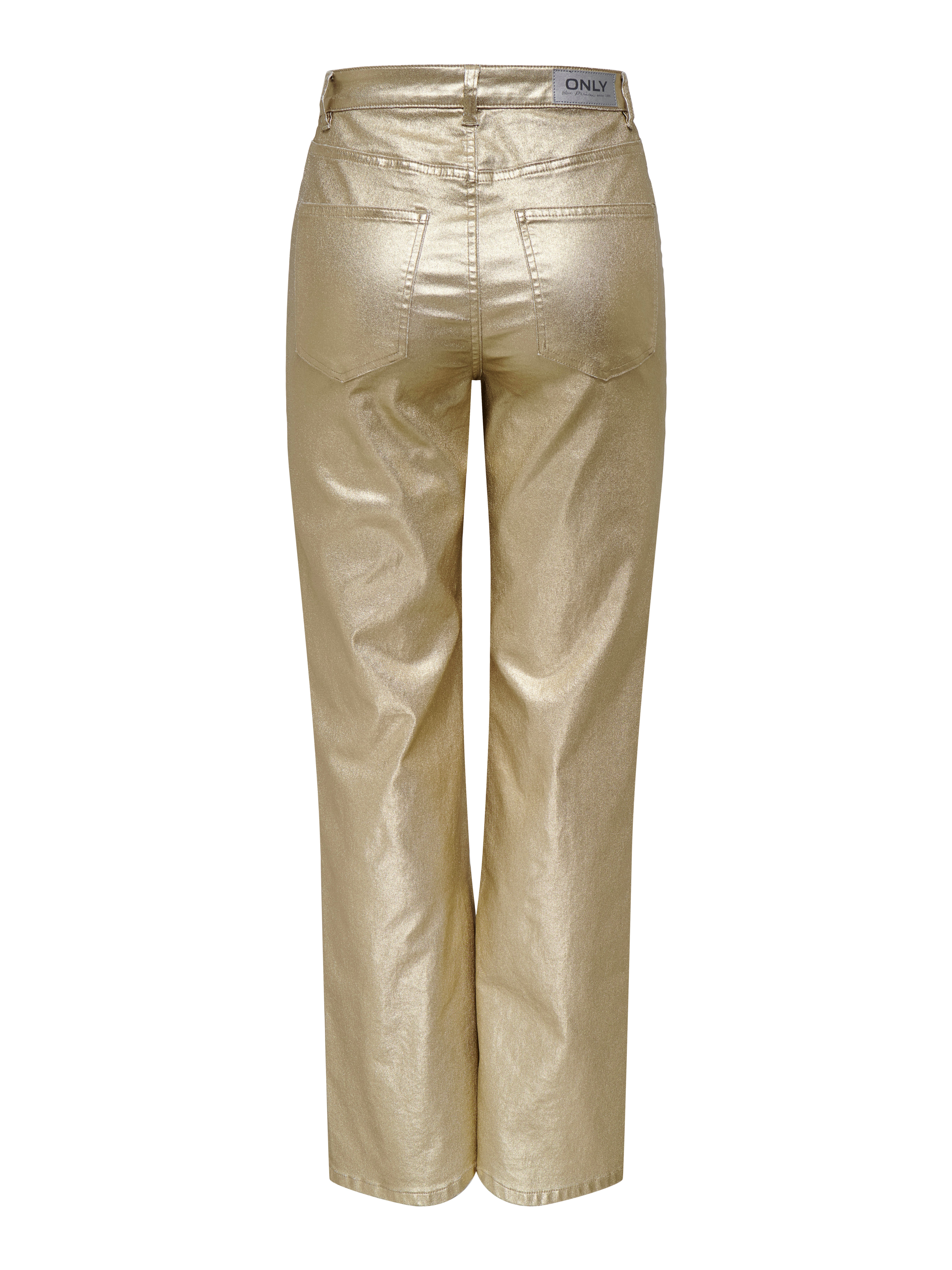 ONLJUICY-VIV Hohe Taille Weiter Beinschnitt Hose Gold Colour