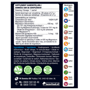 Lucovitaal Magnesium  Poeder Forte 400mg Sachets 20ST