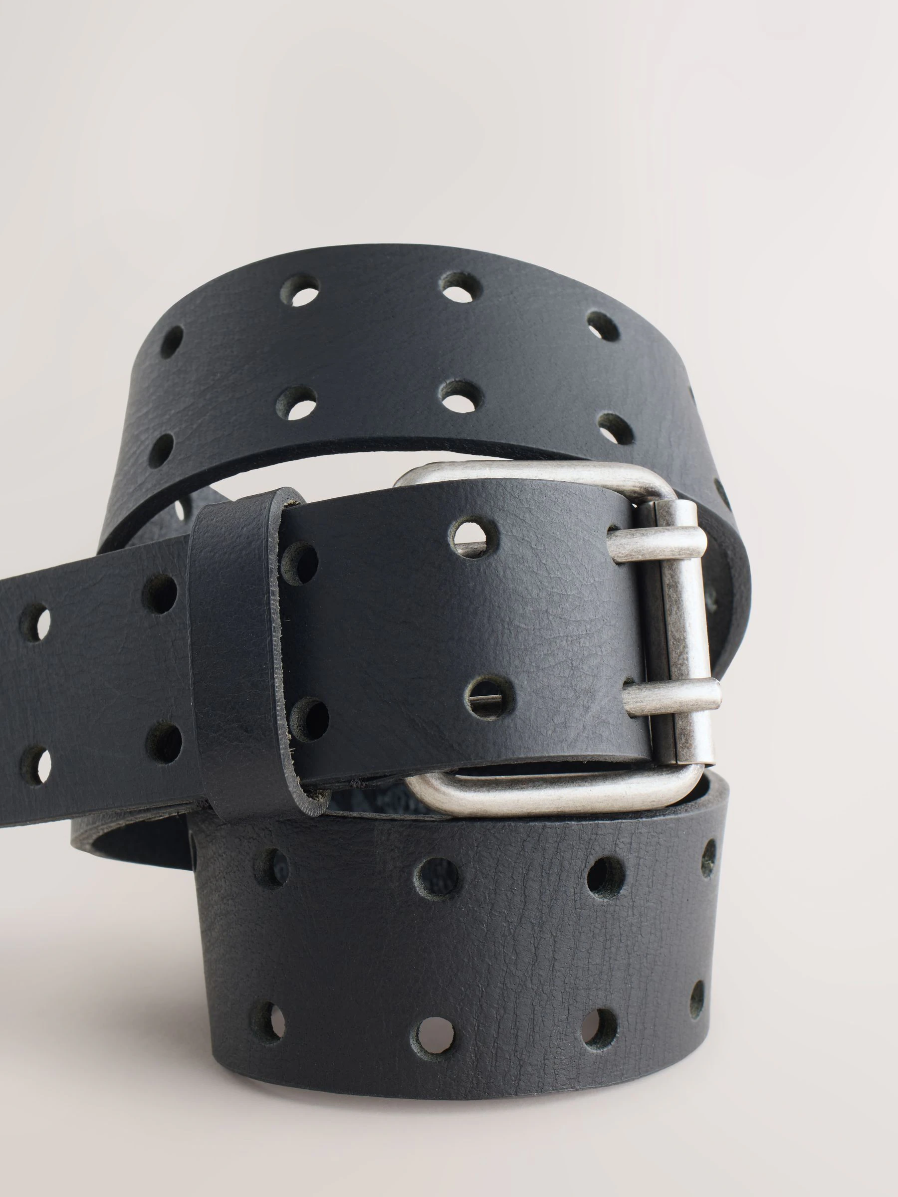 Zwart - Leather Double-Prong Belt