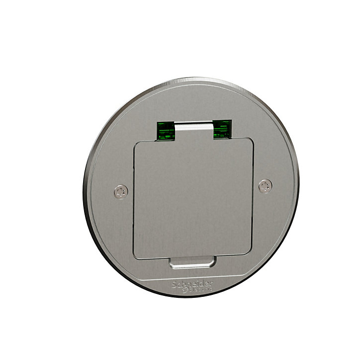 Prise de sol 2 pôles + terre ronde métal Unica System+ Schneider Electric gris