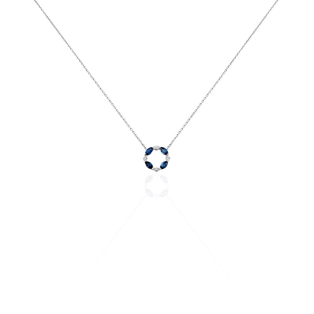 Collier Arlina Or Blanc Saphir Et Diamant