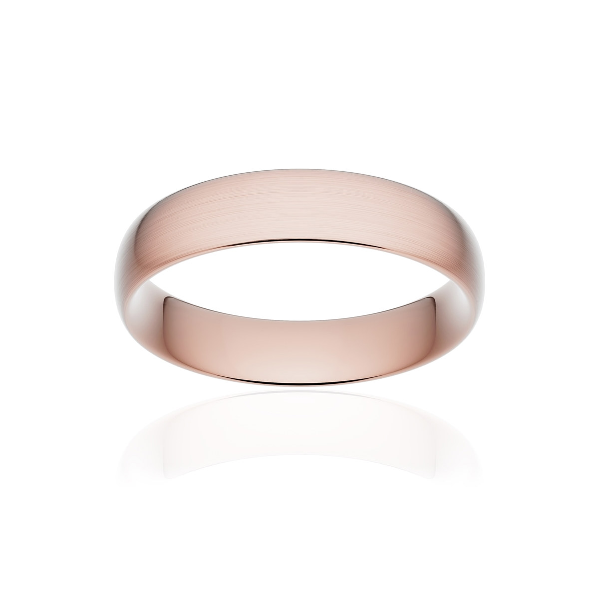 Alliance or 750 rose brossé demi-jonc confort 5mm