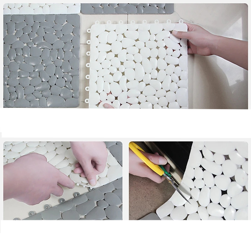 (30x30cm) Anti-Rutsch Dusch Matte Badewannen Einlage Klick Fliese in Stein Optik - Grau
