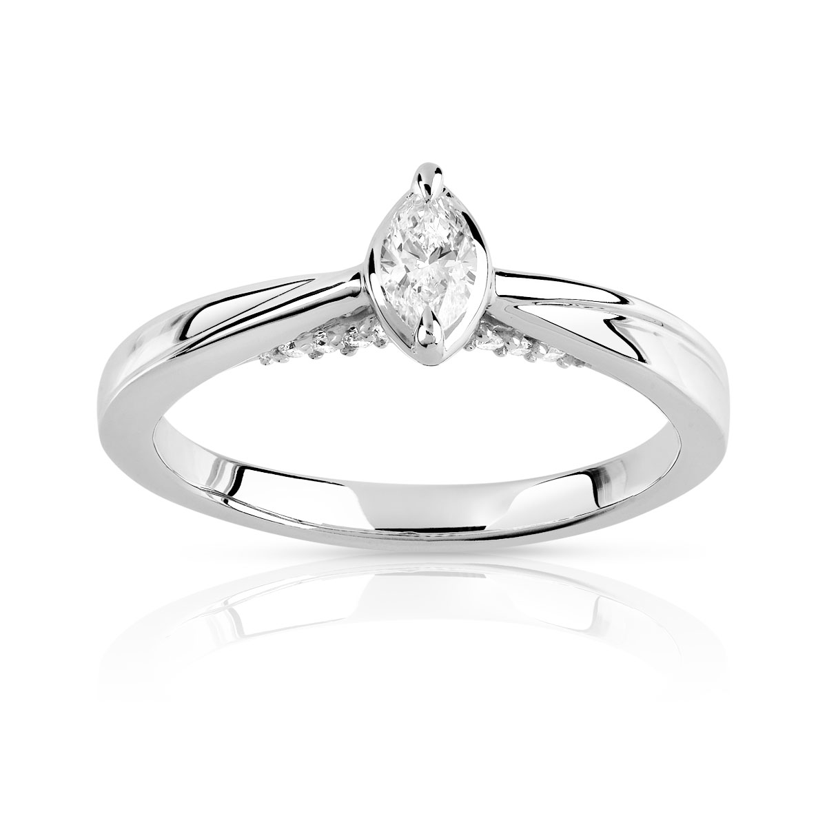 Bague or 750 blanc diamant et saphir