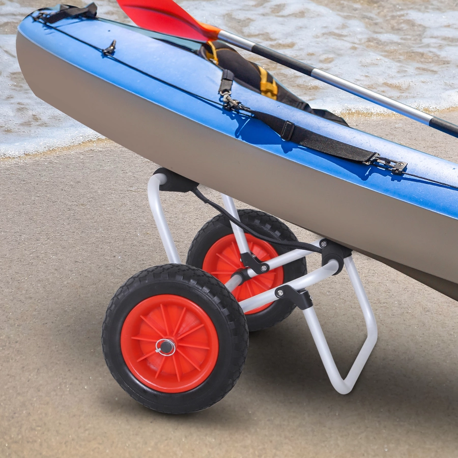 HOMCOM Kanuwagen gepolstert silber, schwarz, rot