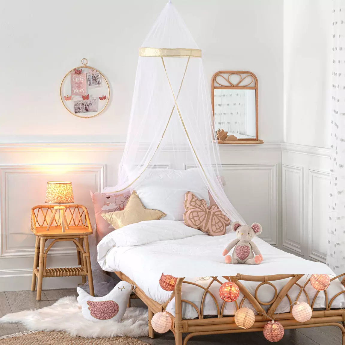 Ciel de lit enfant (40 x 230 cm) Bordure Blanc