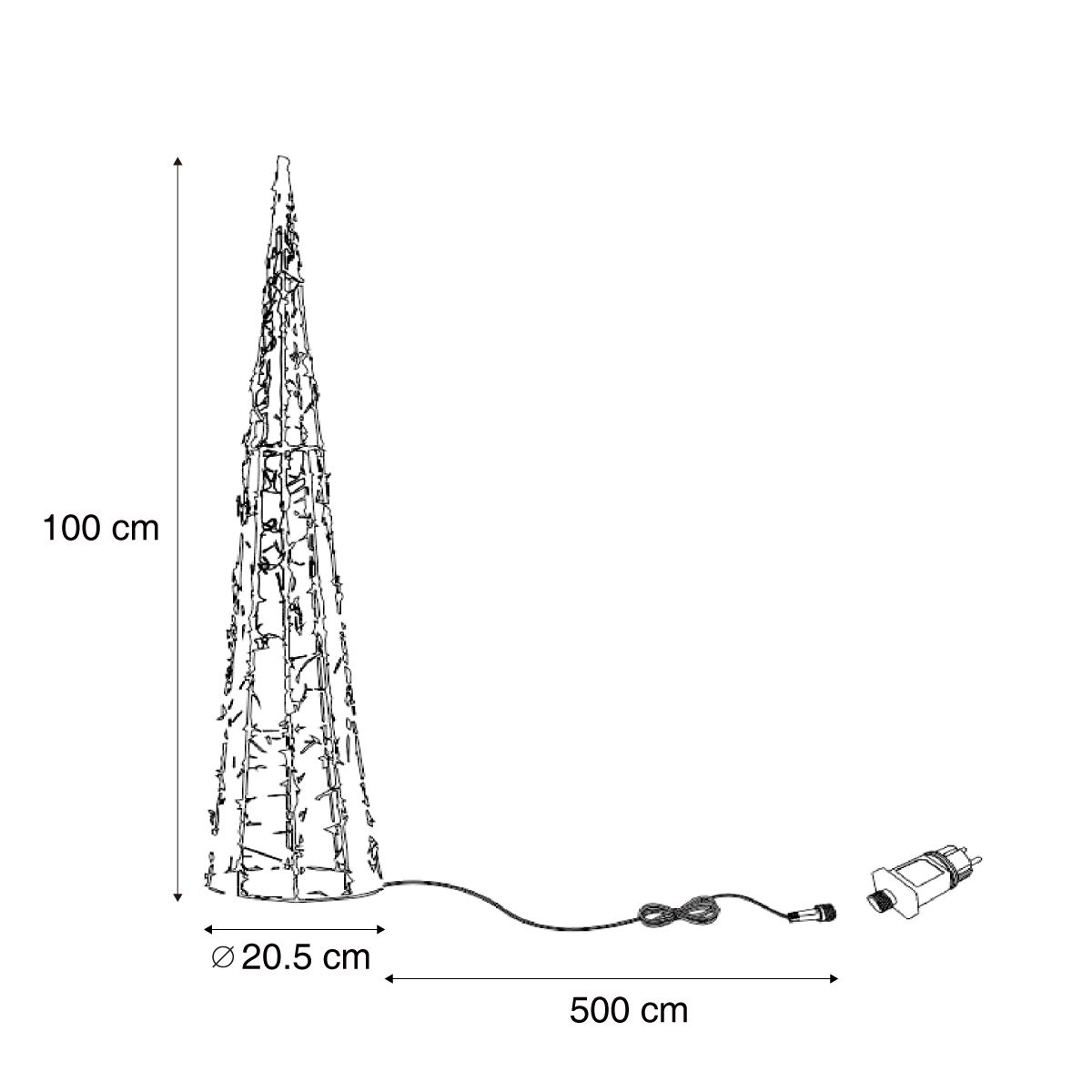 Kerst kerstboom transparant 100cm incl. LED IP44 - Coni
