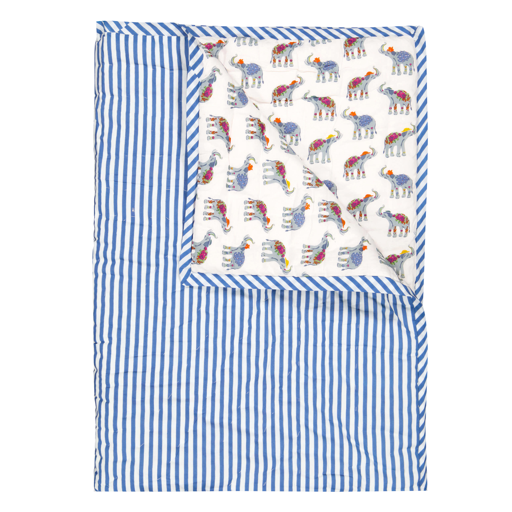 Plaid matelassé réversible 85x95 cm imprimé en coton| Blanc