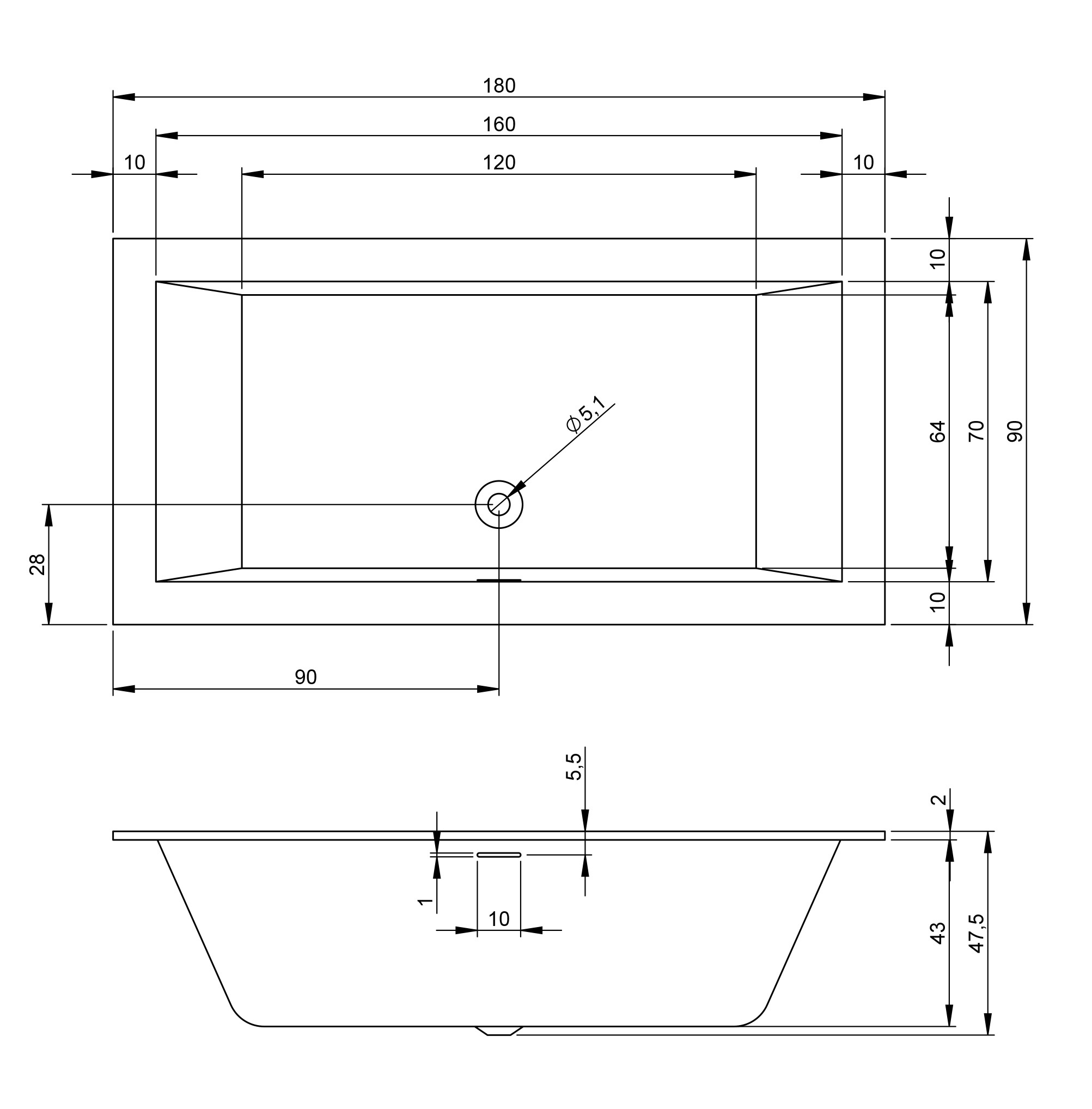 Riho Rethink Cubic half vrijstaand bad 180x90cm rechts wit glans