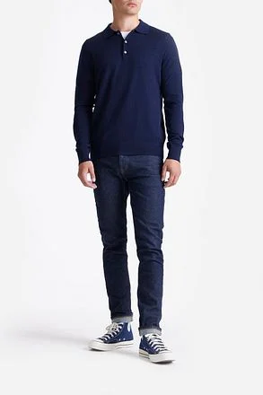 King Essentials The Robert Long Sleeve Poloshirt Merino Navy KM111030002-B025T kopen
