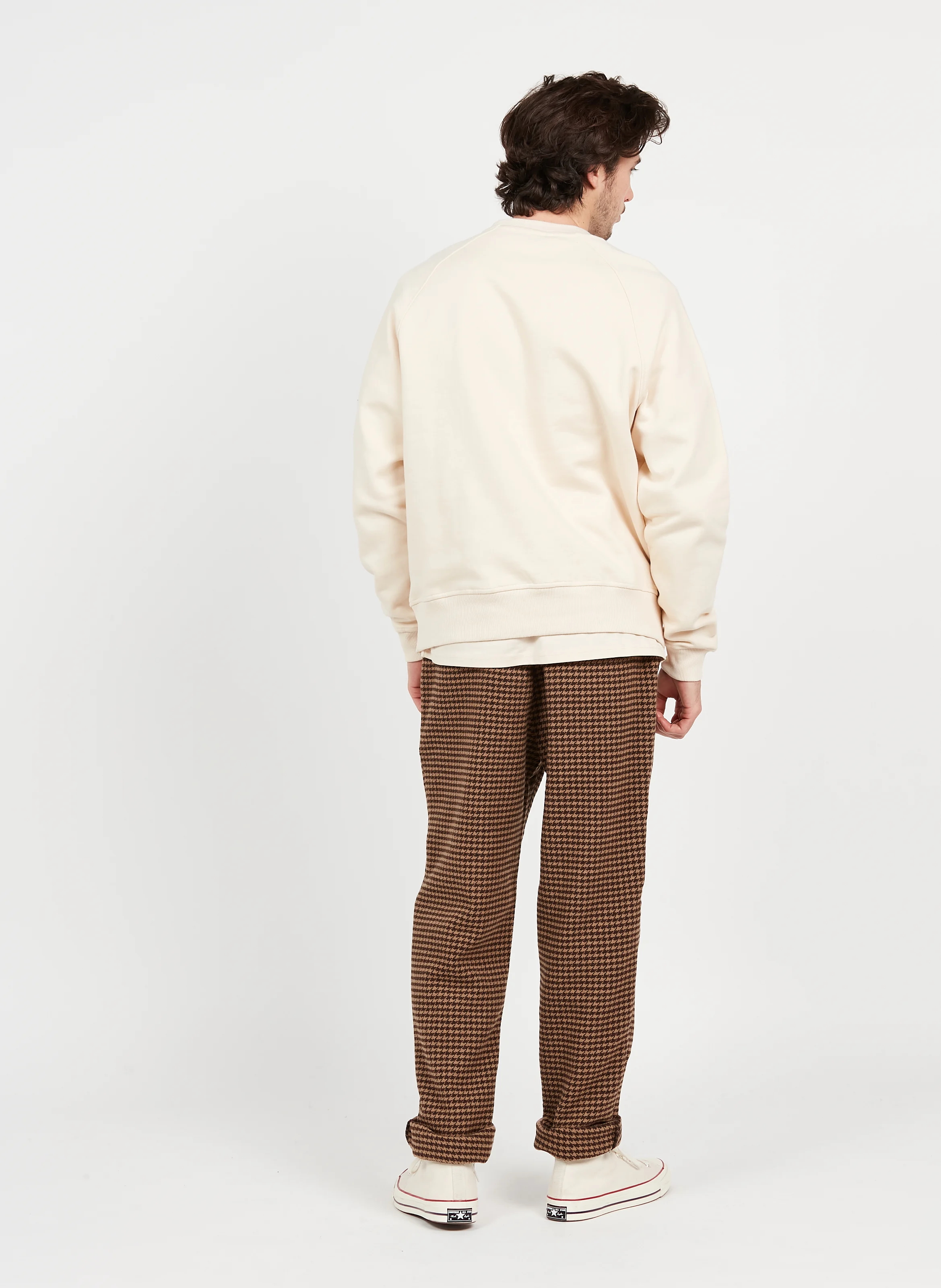 Sweat col rond regular-fit brodé en coton | Beige