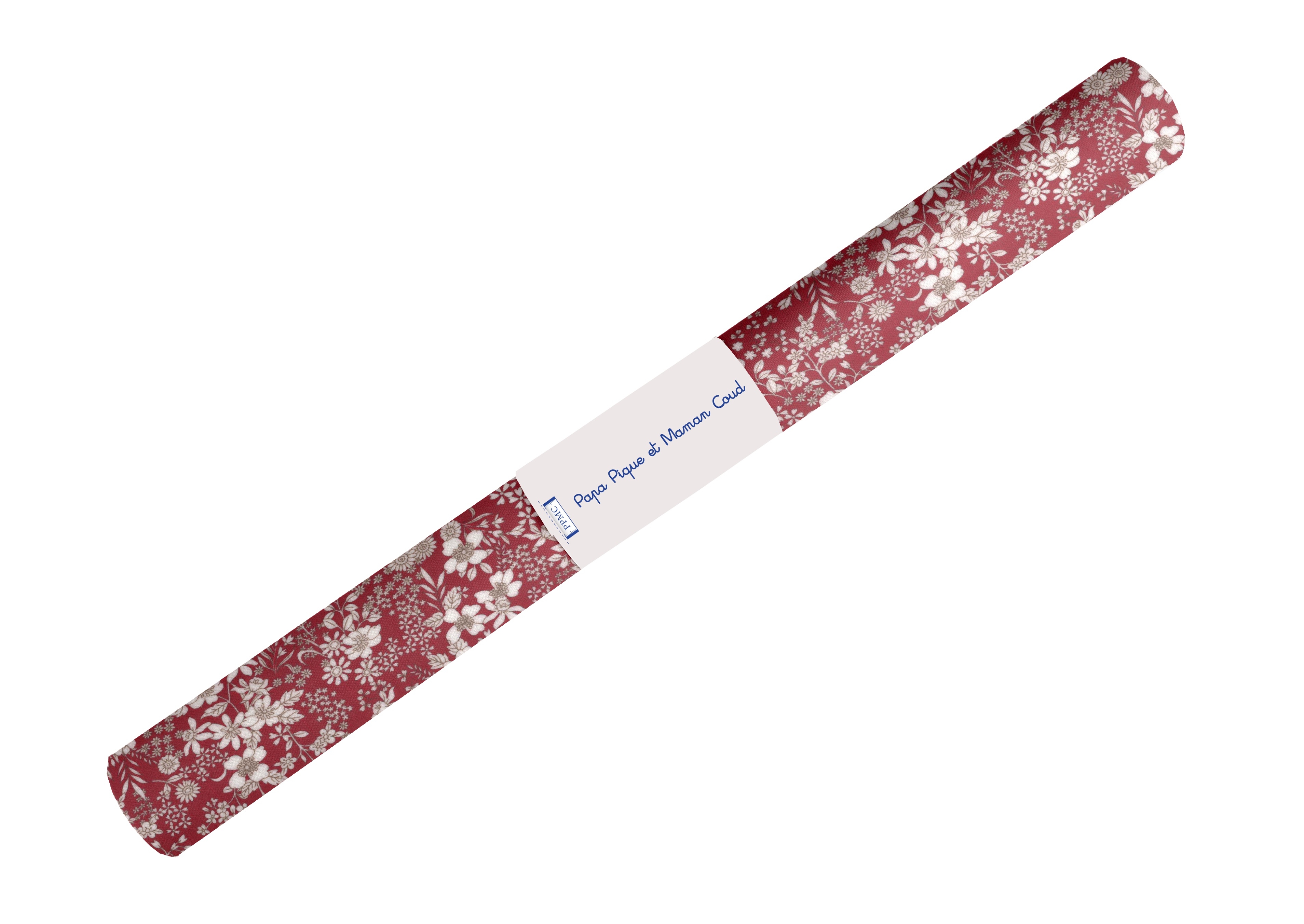 Coupon Tissu Enduit De 35Cm Ex2341 Feuillage Fleuri Fond Bordeaux