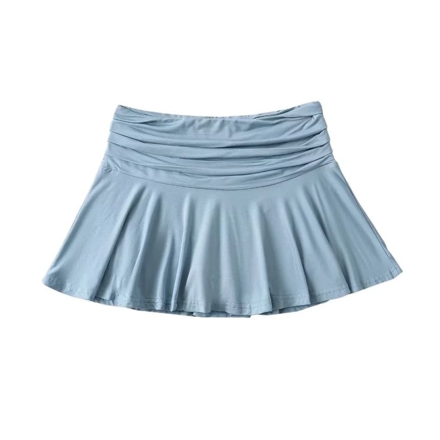 Asiris - Hoge taille gerimpelde effen mini geplooide rok
