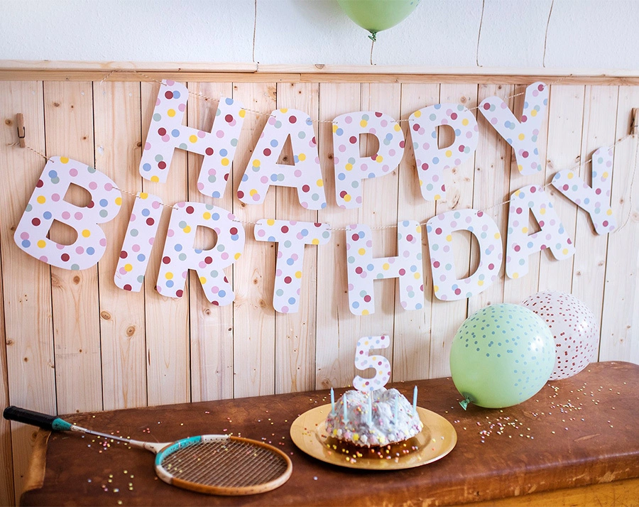 Girlande HAPPY BIRTHDAY (3m) gepunktet in bunt